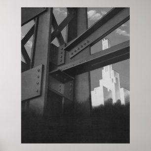 Vintage Stahlbauweise Wolkenkarchitektur Poster