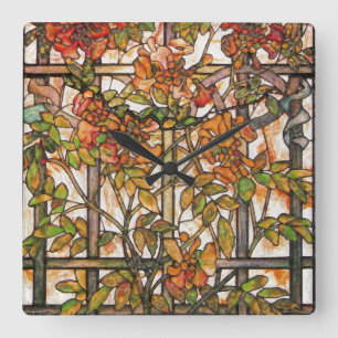 Vintage Stained Glass Clock Quadratische Wanduhr
