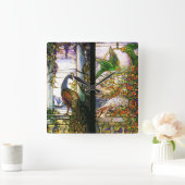 Vintage Stained Glass Clock Quadratische Wanduhr (Zuhause)