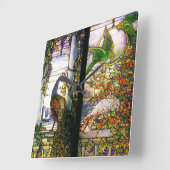 Vintage Stained Glass Clock Quadratische Wanduhr (Winkel)