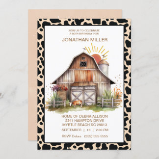 Vintage Stallkühe Geburtstagsparty Einladung