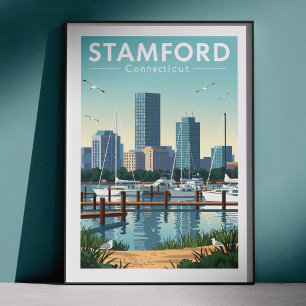 Vintage Stamford Connecticut Poster