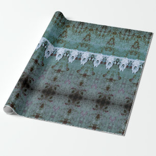 Vintage-Stammesmuster Türkis Weiße Bullen Kuh-Schä Geschenkpapier