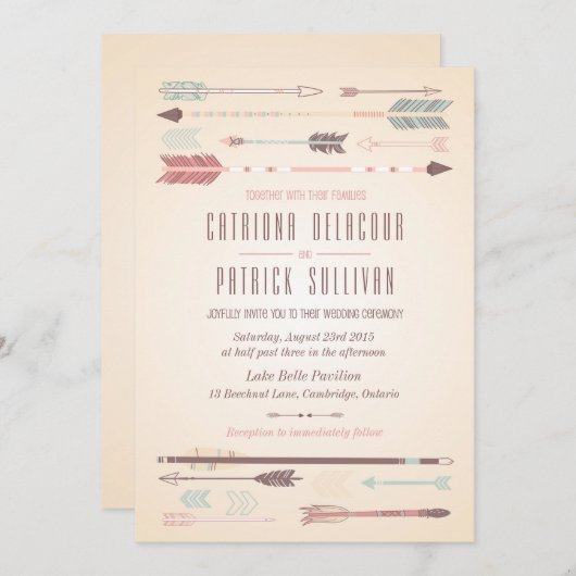 Vintage Stammespfeile Bohemische Einladung zur Hoc (Vorne/Hinten)