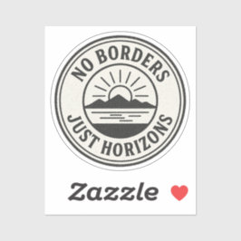 Vintage Stamp – “No Borders, Just Horizons”. Aufkleber