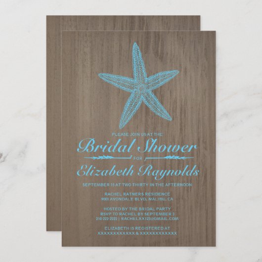 Vintage Starfish Bridal Dusche Einladungen (Vorne/Hinten)