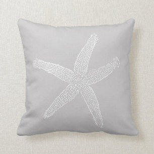Vintage Starfish Illustration in Grau Kissen