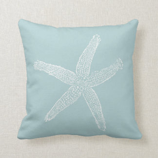 Vintage Starfish Illustration Pastellblauen Kissen