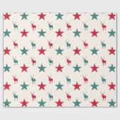 Vintage Stars und Rentierpapier Geschenkpapier (Flach)