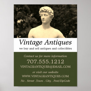 Vintage Statue, Antiquitätenhändler, Geschäft Poster