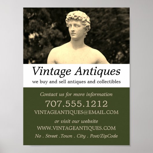 Vintage Statue, Antiquitätenhändler, Geschäft Poster (Vorne)