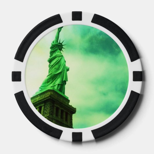 Vintage-Statue-der-Freiheit-Pokerkarten Pokerchips (Vorderseite)