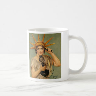 Vintage-Statue der Freiheit, WWI-patriotisches Kri Kaffeetasse