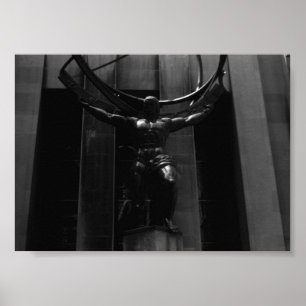 Vintage Statue des New Yorker Rockefeller Atlas Poster