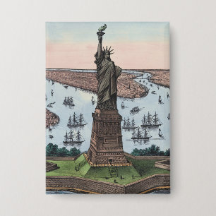 Vintage-Statue of Liberty-NYC-Hafen-Kunst 1885 Button