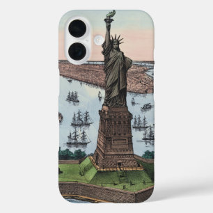Vintage-Statue of Liberty NYC-Hafen-Kunst 1885 iPhone 16 Hülle