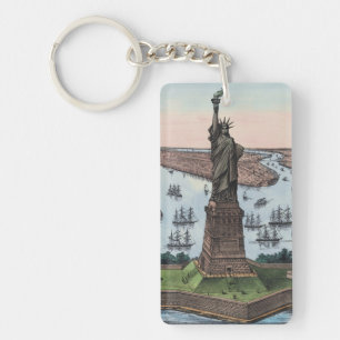 Vintage-Statue of Liberty-NYC-Hafen-Kunst 1885 Schlüsselanhänger