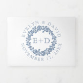 Vintage staubblaue Rose Dreifach Gefaltete Einladung (Cover)