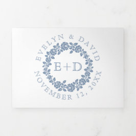 Vintage staubblaue Rose Dreifach Gefaltete Einladung