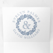 Vintage staubblaue Rose Dreifach Gefaltete Einladung (Innen Erste Seite)