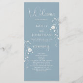 Vintage staubblaue Rosenranken-Hochzeitsprogramm Programm (Vorderseite)