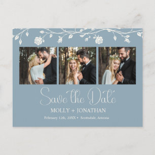 Vintage Staubblaue Rosenrebe Hochzeit Termin vorme Postkarte
