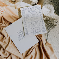 Vintage staubblaues Hochzeitsdetail im Stil des al