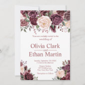 Vintage staubige Rose auf reinem Weiß Einladung (Vorderseite)