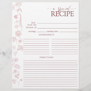 Vintage-Staubrose-Blumen-Rezeptordner-Seite