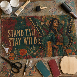 Vintage Stay Wild Schmetterling Feen Dekoupage Kun Seidenpapier