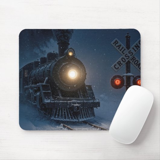 Vintage Steam Engine Locomotive In Winter Mousepad (Mit Mouse)