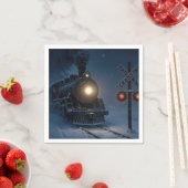 Vintage Steam Engine Locomotive In Winter Serviette (Beispiel)