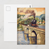 Vintage Steam Engine Train crossing Bridge Postkarte (Vorne/Hinten)