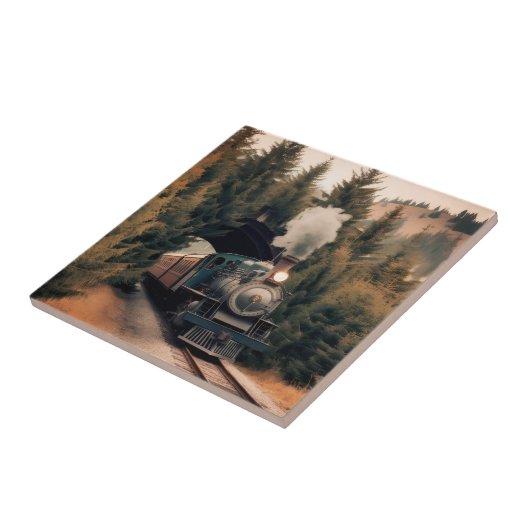 Vintage Steam Engine Train Fliese (Seite)