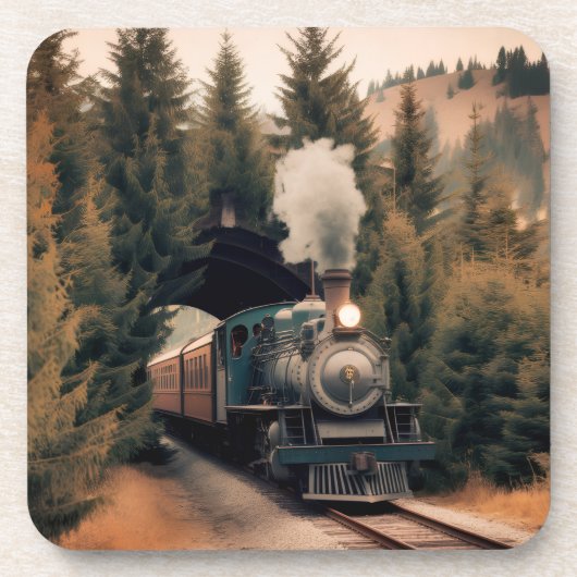 Vintage Steam Engine Train Getränkeuntersetzer (Vorderseite)