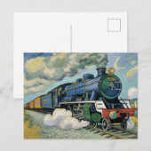 Vintage Steam Engine Train painting Postkarte (Vorne/Hinten)