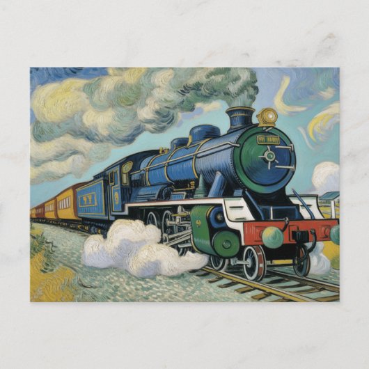 Vintage Steam Engine Train painting Postkarte (Vorderseite)