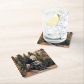 Vintage Steam Engine Train Rechteckiger Pappuntersetzer (Vor Ort)