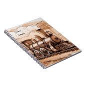 Vintage Steam Engine Train Sketch Notizblock (Rechte Seite)