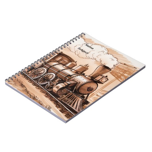 Vintage Steam Engine Train Sketch Notizblock (Linke Seite)