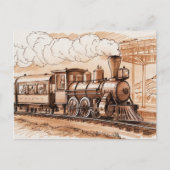 Vintage Steam Engine Train Sketch Postkarte (Vorderseite)