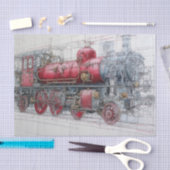 Vintage Steam Train Blueprint Seidenpapier (Handwerk)