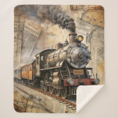 Vintage Steam Train Gift w/ Name Sherpadecke (Vorderseite)