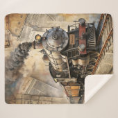 Vintage Steam Train Gift w/ Name Sherpadecke (Vorderseite (Horizontal))