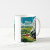 Vintage Steam Train Scenic Illustration Mug Kaffeetasse (VorderseiteRechts)