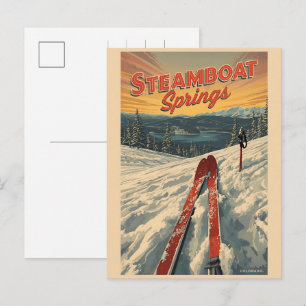 vintage Steamboat Springs Colorado Berggeschenke Feiertagspostkarte