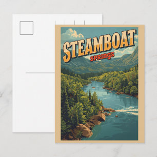 vintage Steamboat Springs Colorado Flussgeschenke Feiertagspostkarte