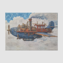 Vintage Steampunk Airship Seidenpapier
