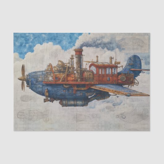 Vintage Steampunk Airship Seidenpapier (Vorderseite)