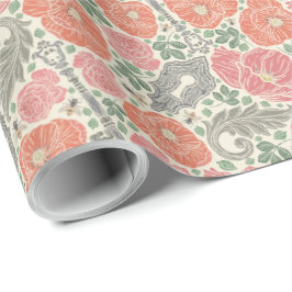 Vintage Steampunk Alt Lock Key Red Poppe Geschenkpapier